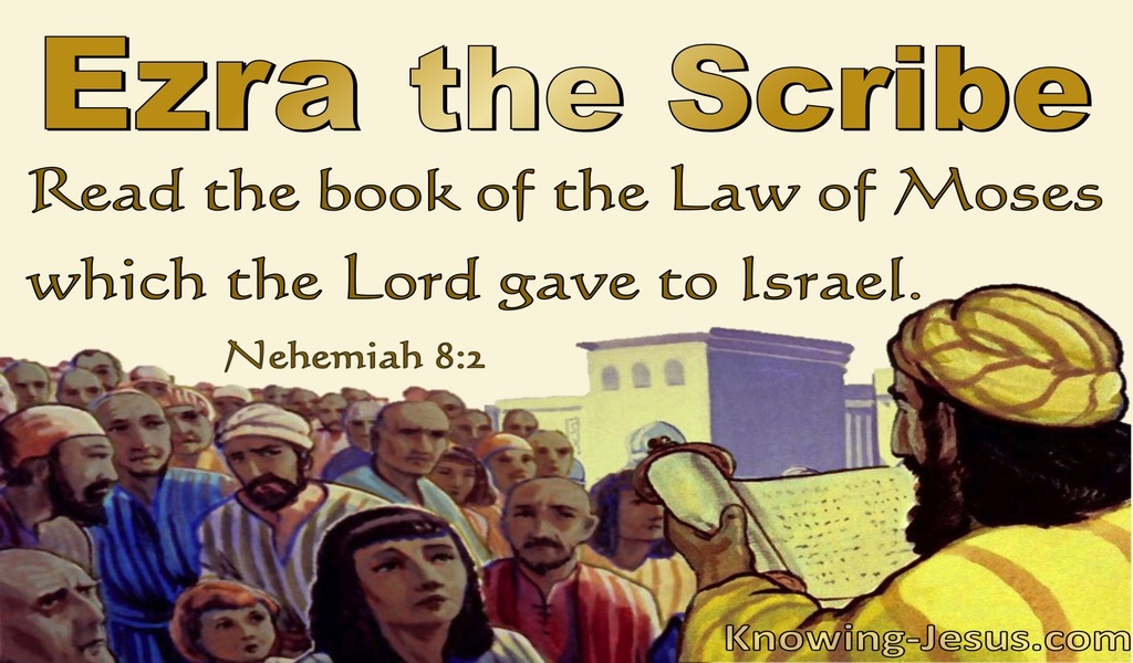Nehemiah 8:2 Ezra The Scribe Brought The Book Of The Law (yellow)